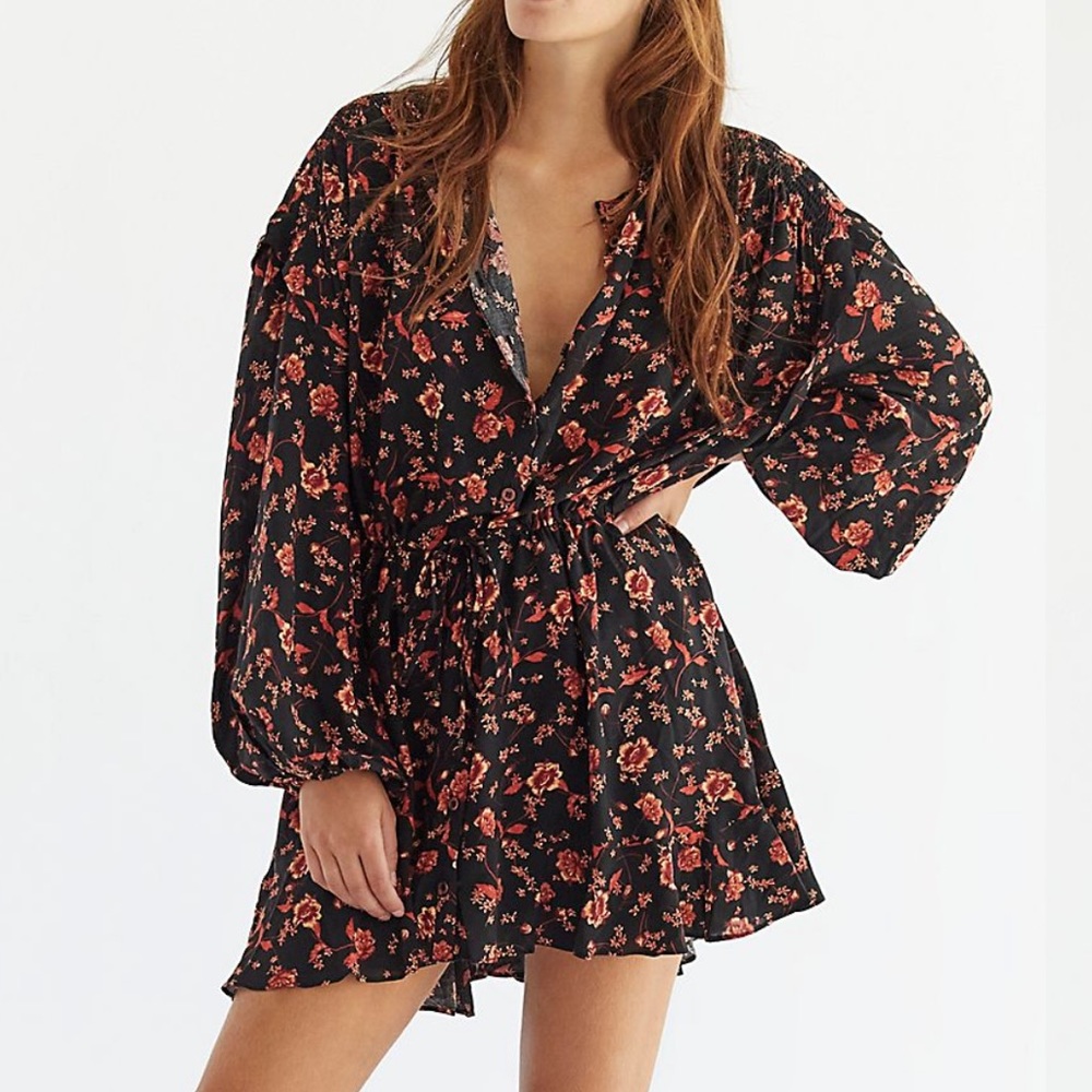 Free People Dark Combo Flower Dress